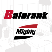 Balcrank Corporation - Balcrank logo and Mighty Auto Parts logo over line drawing background of lubrication equipment